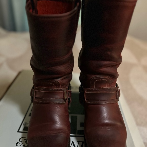 Vintage Frye Red Leather Harness Boots - Picture 1 of 6